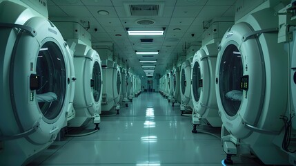 Obraz premium Futuristic Experimental Research Center with Stasis Chambers and Advanced Diagnostic Tools