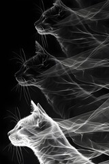 Mesmerizing Feline Silhouette Pattern in Minimalist Monochrome Aesthetic
