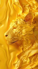 Mesmerizing Feline Fluid in Vibrant Minimalist Yellow Background