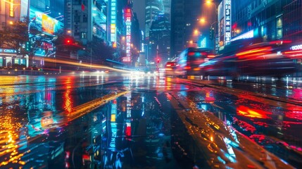 City lights transform urban nights  exploring urban aesthetics and vibrant city vibes