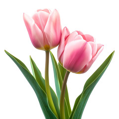 Fototapeta premium Pink tulips on turquoise flower isolated on transparent background.