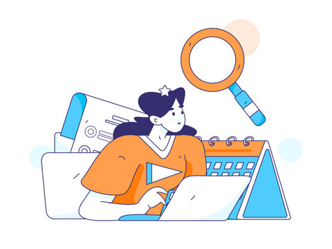 Flat vector illustration of business people operating work scene
