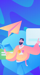 Flat vector illustration of business people operating work scene
