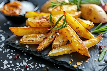 Close-up of delicious french potato fries, isolated on white background