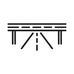 Highway road and bridge icon, black line art on white background design.