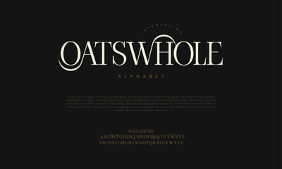 Oatswhole premium luxury elegant alphabet letters and numbers. Vintage wedding typography classic serif font decorative vintage retro. creative vector illustration