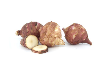 Sunchokes tubers isolated on white background