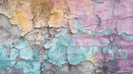 Obraz premium Multicolored backdrop on weathered concrete wall with fissures