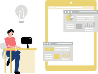 The boy is working on online business.