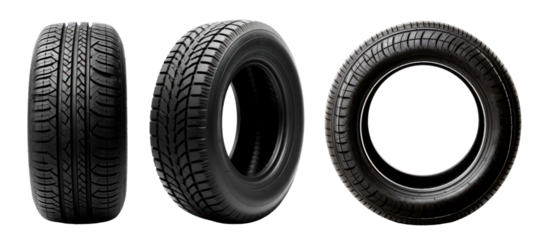 Black car tyres vehicle set