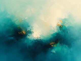 Fototapeta premium tranquil blue abstract texture background, in shades of teal and aqua, with delicate touches of white and dark blue. a serene, underwater scene, highlighted by subtle golden flecks