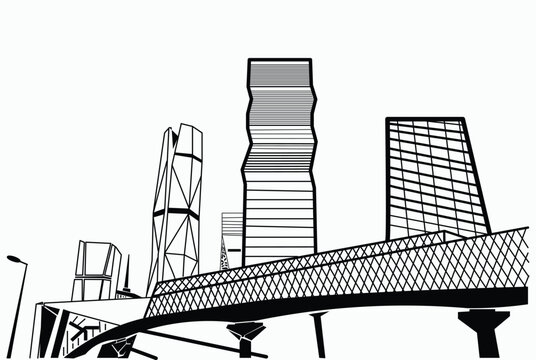 Detailed Architectural Skyline of King Abdullah Financial District (KAFD), Riyadh - Modern Urban Infrastructure and Buildings