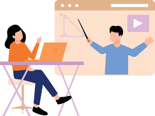 A boy is giving a maths lecture online.