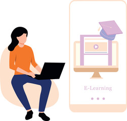 The girl is doing e-learning.