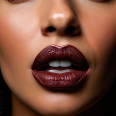 Fototapeta premium High fashion studio portrait of young african american woman with red sunglasses, beautiful makeup, luxury style. Generative AI