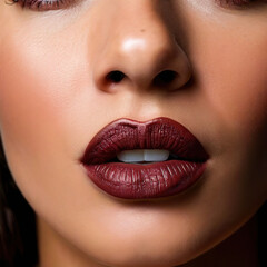 Fototapeta premium Close up of woman's lips with bold black lipstick
