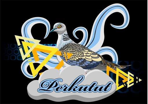 birt perkutut background vector  in cloud 