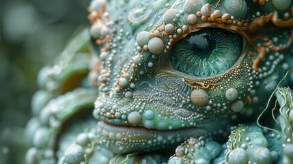 Obraz premium A strange creature with intricate geometric patterns and a beautiful green color.