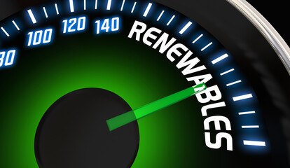 Renewables Speedometer Electric Vehicle Power Energy Fuel EV 3d Illustration