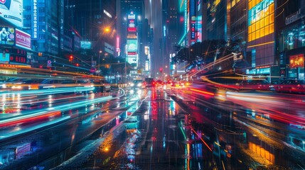 Obraz premium Capturing urban aesthetics city lights illuminating the vibrant vibes of the urban nights