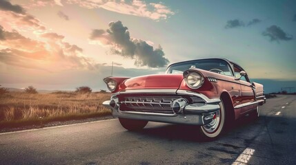 Embracing the retro allure and vintage charm of classic cars cruising on scenic open roads