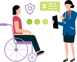 The doctor is giving medical report to the patient.