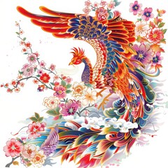 Obraz premium Elegant Japanese noren with intricate phoenix designs