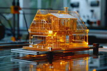 transparent house model architectures crafted using cutting edge printer techniques for enhanced visualization
