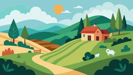 Surrounded by the enchanting beauty of nature, a charming house sits atop a picturesque landscape.