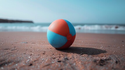 Obraz premium Beach ball and flip-flops on a sunny background
