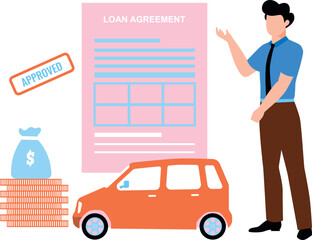 The boy is telling about loan agreement.