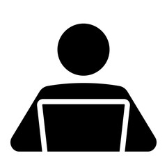 man working on his laptop icon