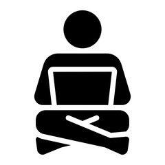 man working on his laptop icon
