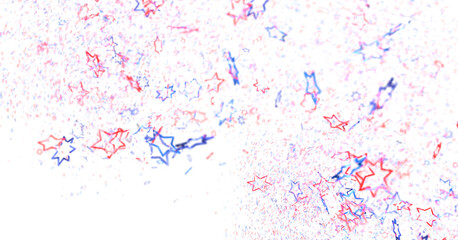 White banner with colorful stars.