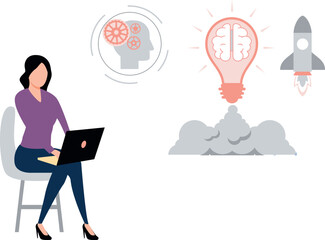 The girl is working on ideas for strategy.