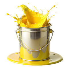 paint bucket overflowing with yellow paint