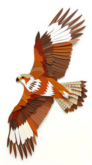 Fototapeta premium hawk paper art style. white background.