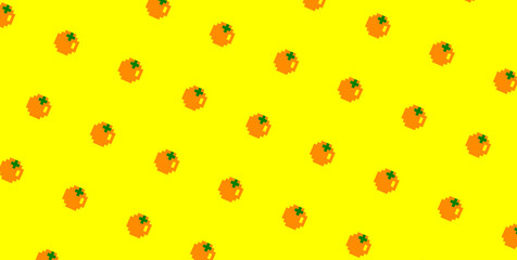 pixelated orange in yellow background