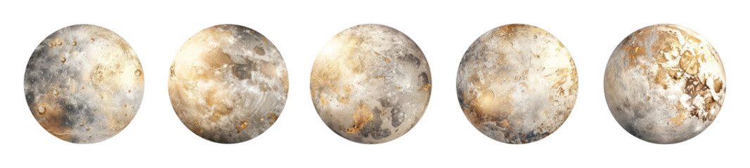 Aesthetic full moon illustration png cut out element set