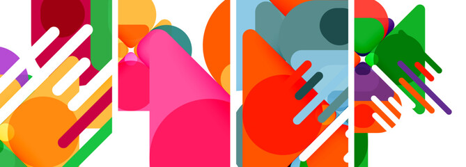 Colorful bright geometric abstract compositions for wallpaper, business card, cover, poster, banner, brochure, header, website