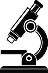 Microscope silhouette illustration, Microscope black and white vector illustration