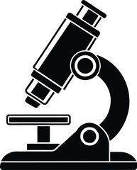 Microscope silhouette illustration, Microscope black and white vector illustration