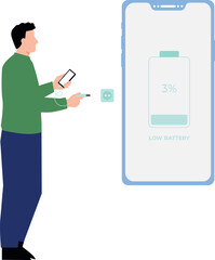 A guy is going to charge a mobile.