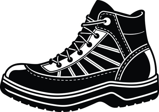 black boot with white laces and stitching clip art preview