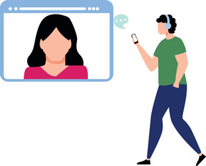 The boy is talking with girl on video call.