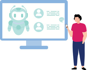 The boy is using smartphone.