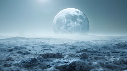 Ethereal Lunar Landscape in Soft Focus Inviting Contemplation and of the Cosmos