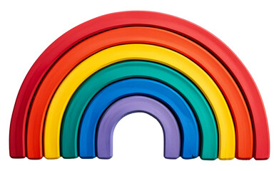 Obraz premium Wooden rainbow stacking toy png isolated on transparent background