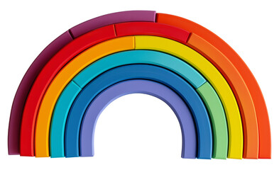 Obraz premium Wooden rainbow stacking toy png isolated on transparent background