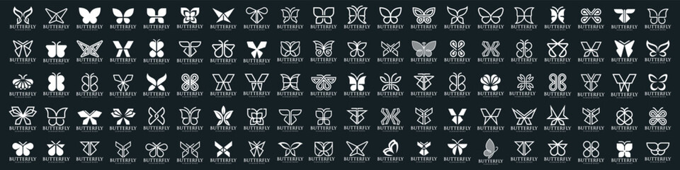 set of creative abstract butterfly logo design. Vector illustration
